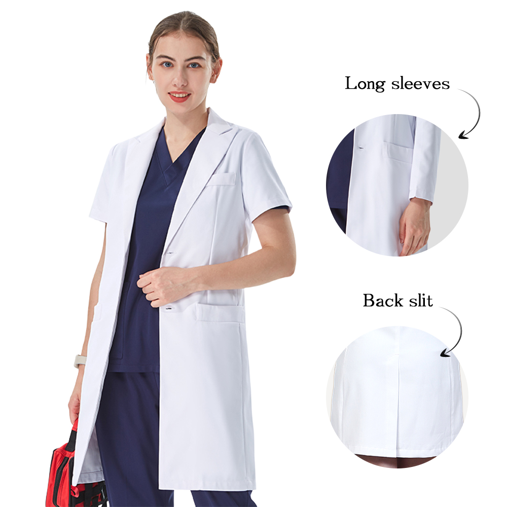 Medical Lab Hospital - Düşünceli Yaka Beyaz Laboratuvar Önlüğü Doktor
